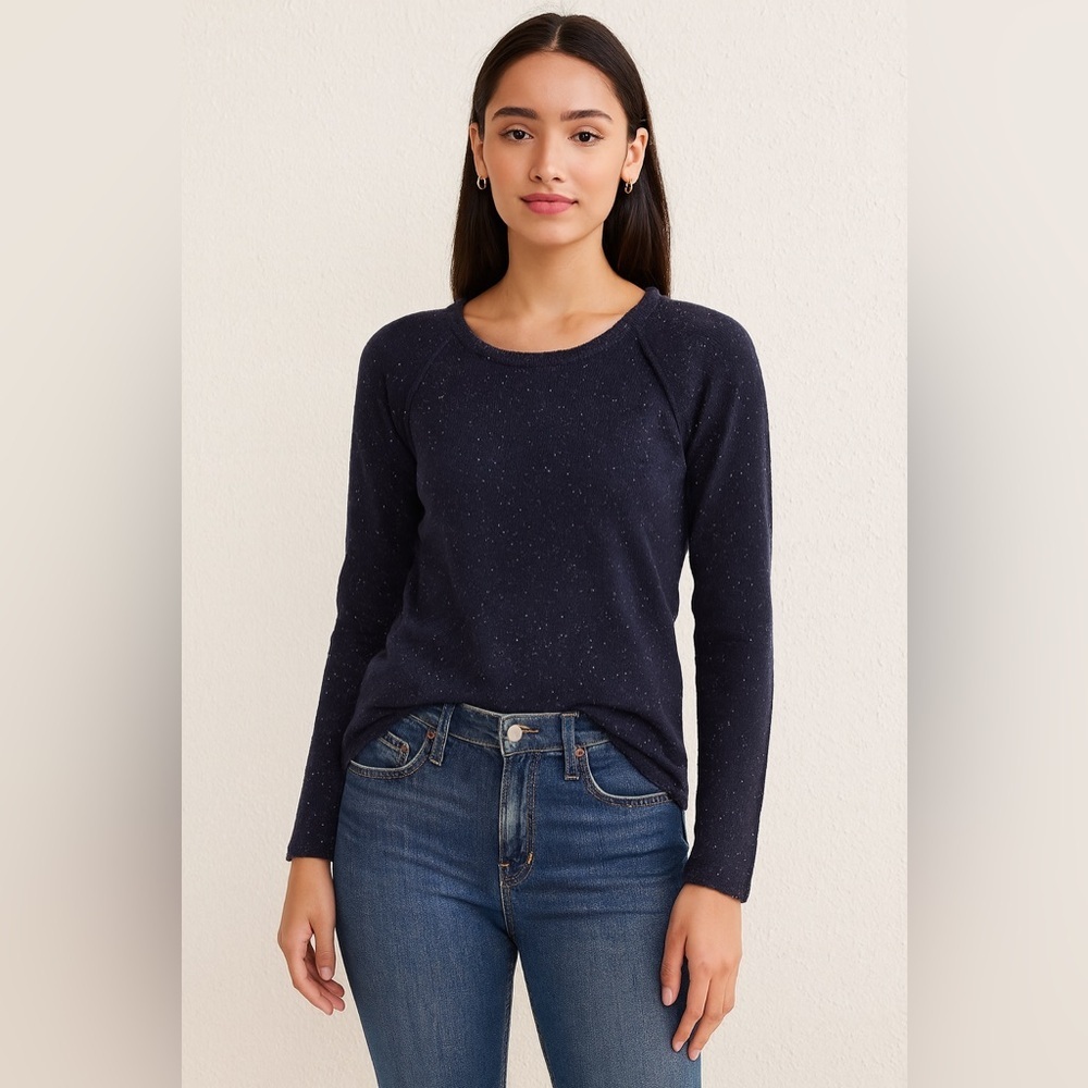Karen Scott Navy Blue Speckled Crewneck Sweater Women’s XS - Picture 2 of 8
